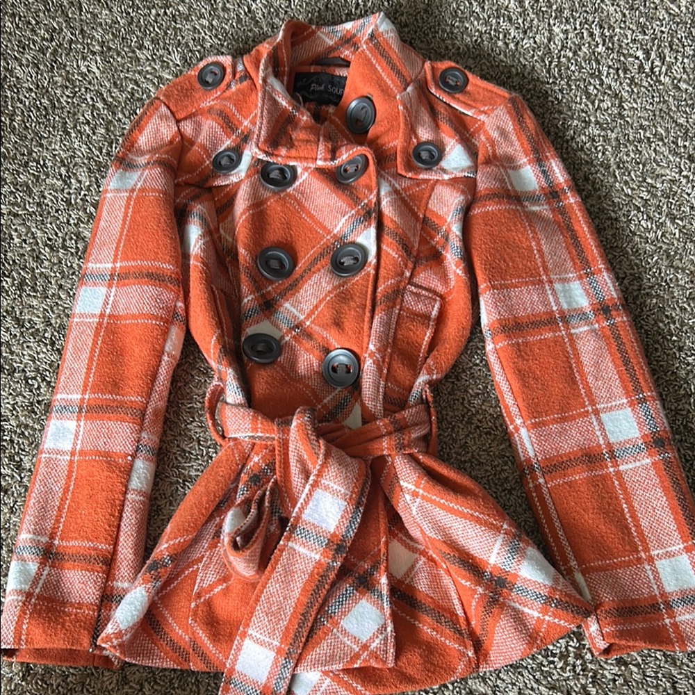 Classic Orange and White Trench Coat